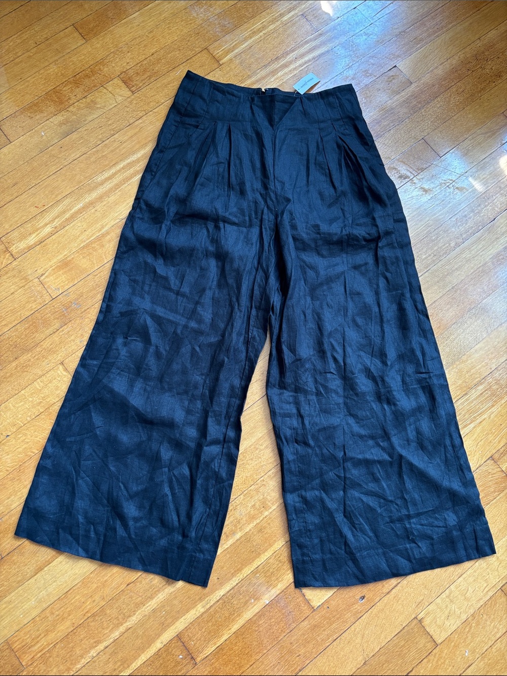 Banana Republic Black Wide-Leg Women's cropped Pants 100% linen